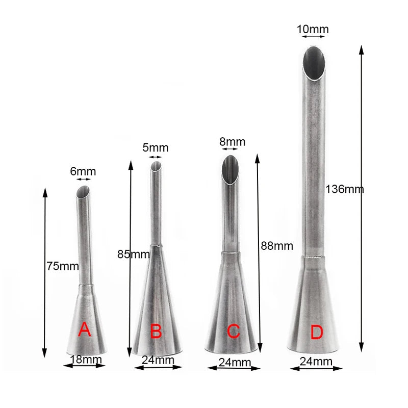 Buses de crème, seringue à pâtisserie en acier inoxydable pour beignets, cupcakes, desserts.