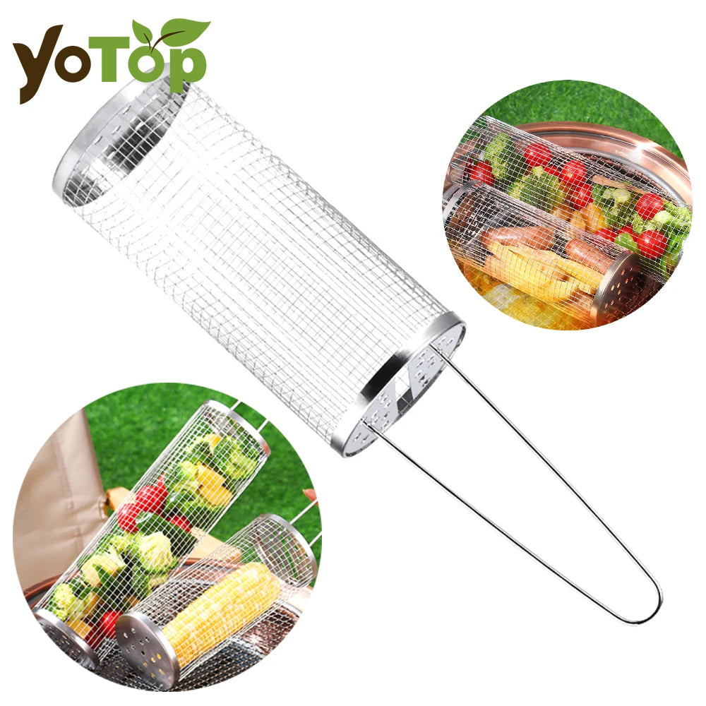 cage de barbecue portable en acier inoxydable, accessoires de gril extérieur