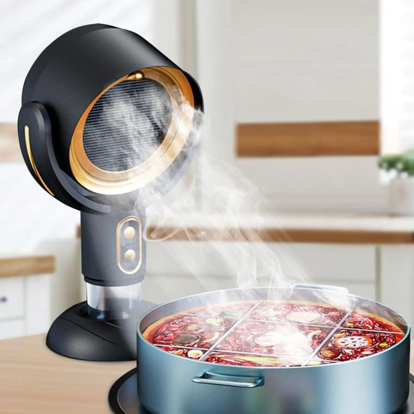 Hotte de Cuisinière Portable Sans Fil avec Ventilateur 2 Vitesses et Filtre Lavable