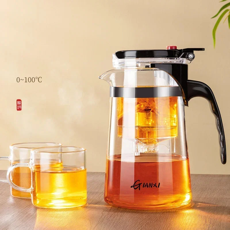 Théière en Verre Résistant à la Chaleur 750 ml avec Infuseur en Acier Inoxydable