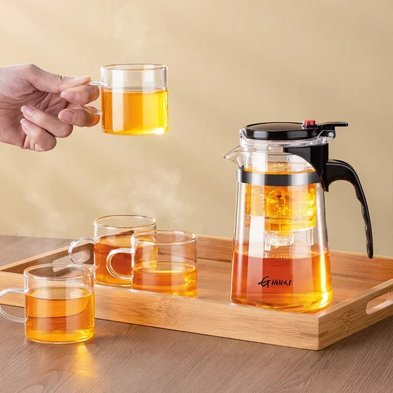 Théière en Verre Résistant à la Chaleur 750 ml avec Infuseur en Acier Inoxydable