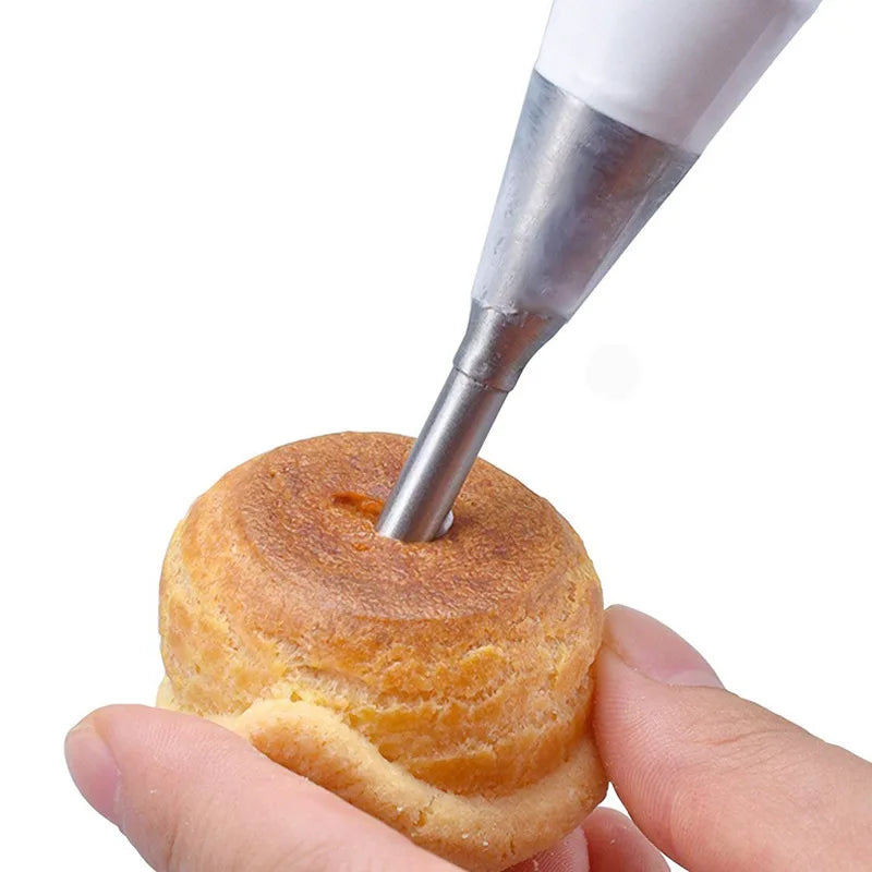 Buses de crème, seringue à pâtisserie en acier inoxydable pour beignets, cupcakes, desserts.