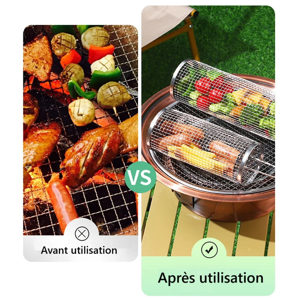 cage de barbecue portable en acier inoxydable, accessoires de gril extérieur