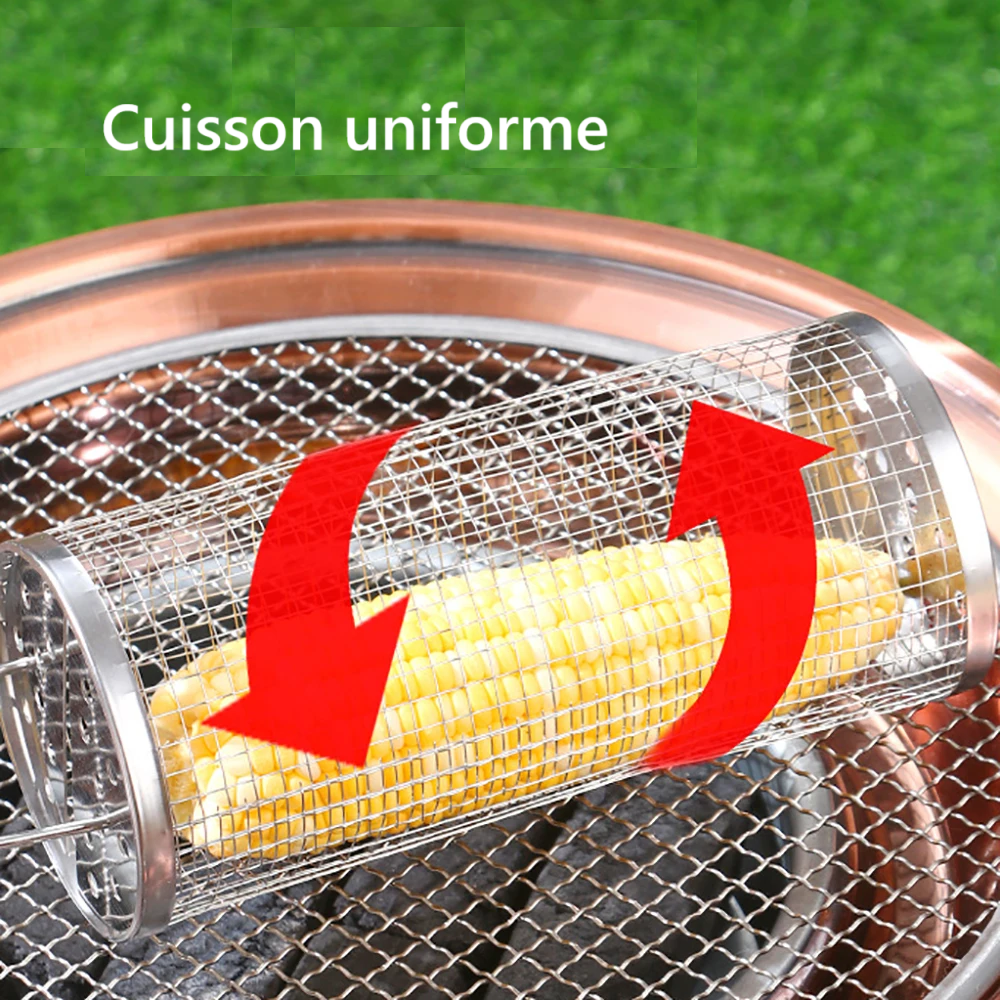 cage de barbecue portable en acier inoxydable, accessoires de gril extérieur
