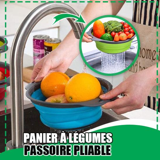 Passoire D'Évier Pliable à Ventouse - 100 Mailles Filtrables Incluses - Pour Légumes, Fruits Et Restes - Design Gain De Place - Blanc